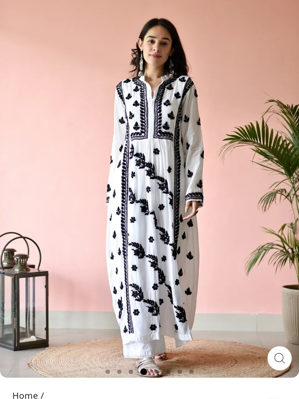 Embroidered White & Black Kurta Tunic